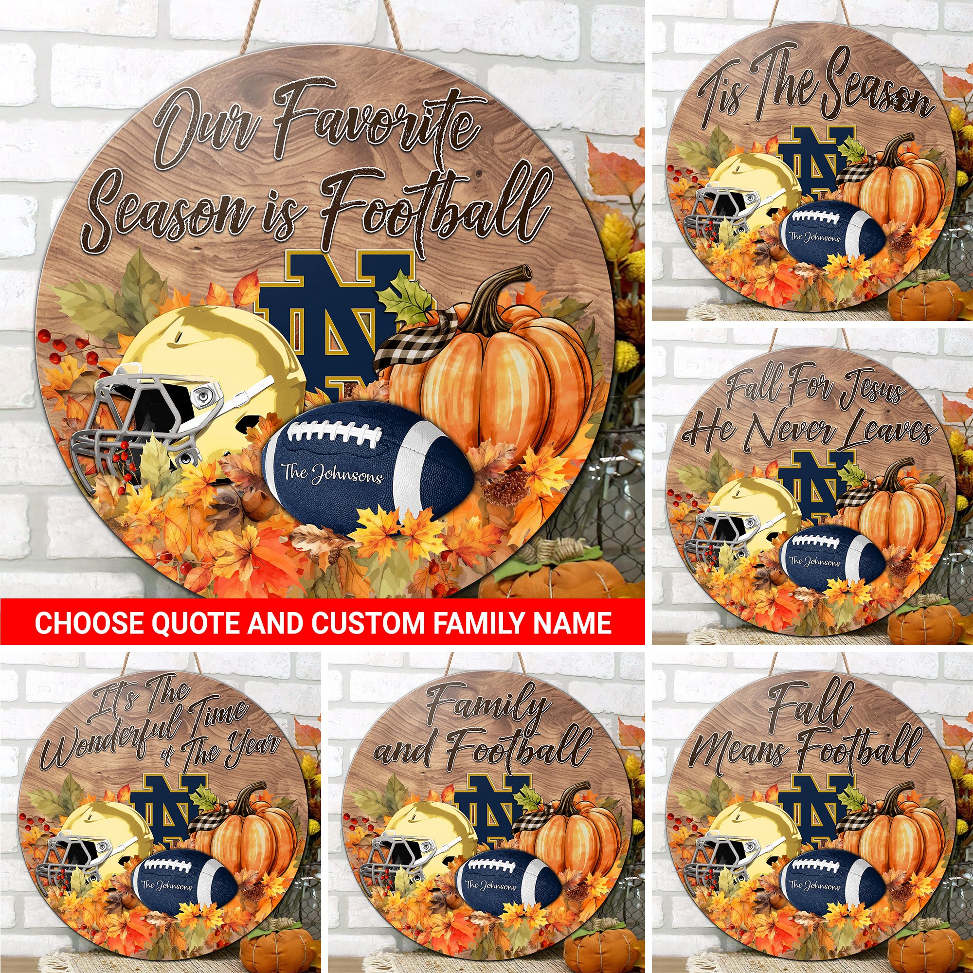 Notre Dame Fighting Irish Shape Wooden Sign Custom Your Family Name And Choose Your Quotes, Sport Sign, Sport Gifts For Fan, Home Decorations EHIVM-59971